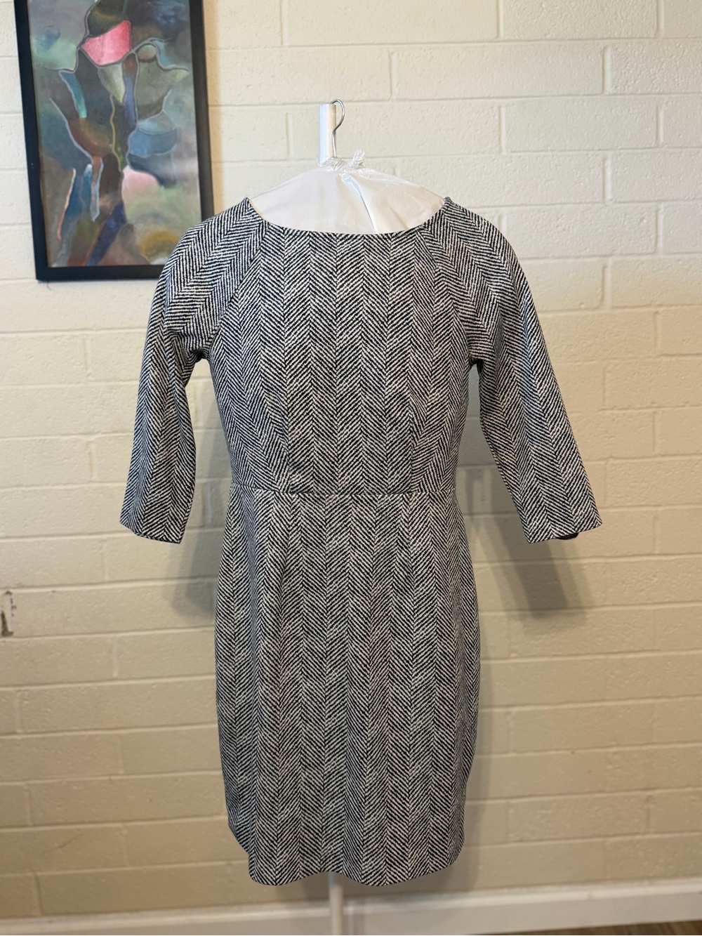 The Limited Black & White Herringbone Midi Dress